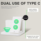 LADSTAG Leather Desk accessories Pen Holder with 3-in-1 Wireless Charger for Phone, Earbuds, Watch Multifunctional Desktop Phone Stand for Office and Home,birthday gifts,gifts for him (white)