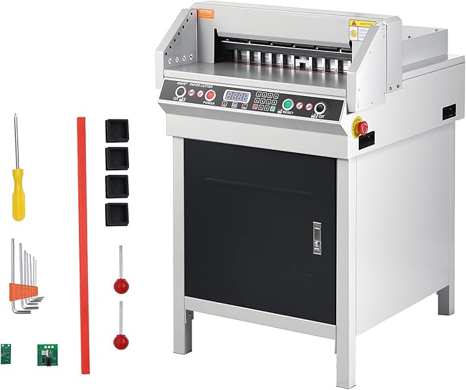 VEVOR Electric Hydraulic Paper Cutter, Heavy Duty Paper Cutter Machine, 1.57 in / 40 mm Cutting Thickness, 18 in / 457.2 mm Cutting Width, Industrial Paper Trimmer with Button Control