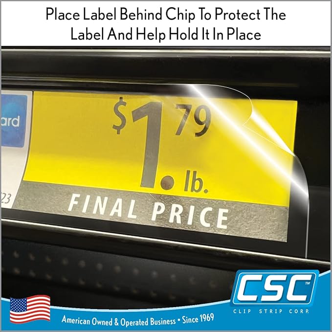 Clip Strip Corp. Price/Data Channel Label Holder Chips, Clear Plastic Tags, 3.5" L x 1.25" H, 7.5 Mil Thick, Gondola Shelf Edge, Reusable, Made for Point of Purchase Shelf Molding (2000)