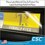 Price Data Channel Label Holder Chips, Clear Plastic Tags, 2.5" L x 1.25" H, 10 Mil Thick, Gondola Shelf Edge, Reusable, Made for Point of Purchase Shelf Molding by Clip Strip Corp.