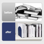 Lulonpon 6 Pieces Book Ends, Bookends, Books Stand, Metal Bookend for Shelves, Blue Book Ends for School, Library, Desktop Organizer