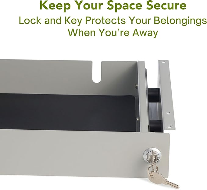PERFECT POSTURE Under Desk Storage Drawer with Lock — Slim Pen & Pencil Drawer for Regular & Sit-Stand Standing Desks, Gray (33” x 9.4”)