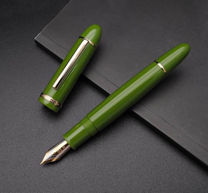 JINHAO X159 Fountain Pen (EF Nib 0.38mm, Avocado Green with Gold Clip)