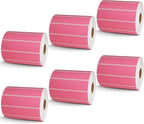 BETCKEY - 4" x 1" Multipurpose Labels Compatible with Zebra & Rollo Label Printer,Premium Adhesive & Perforated[Pink, 6 Rolls, 8250 Labels]
