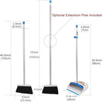 TreeLen Long Handle Broom and Dustpan Set,Upright Dust Pan Combo for Home, Kitchen, Room, Office, Lobby Floor Use Without Bending