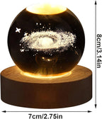C&M 3D Solar System Crystal Ball Night Light,Solar System Figurine Lamp,Decorative Glass Sphere Ball Paperweight Crystal Sea Animal Decorations for Home (Solar System)