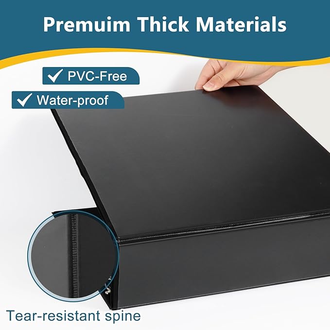 CIXILDTS 3" 3 Ring Binder, Standard 3-Inch Round Ring Binder Fit Letter Size Paper, Presentation View Binders, 2 Packs, Black