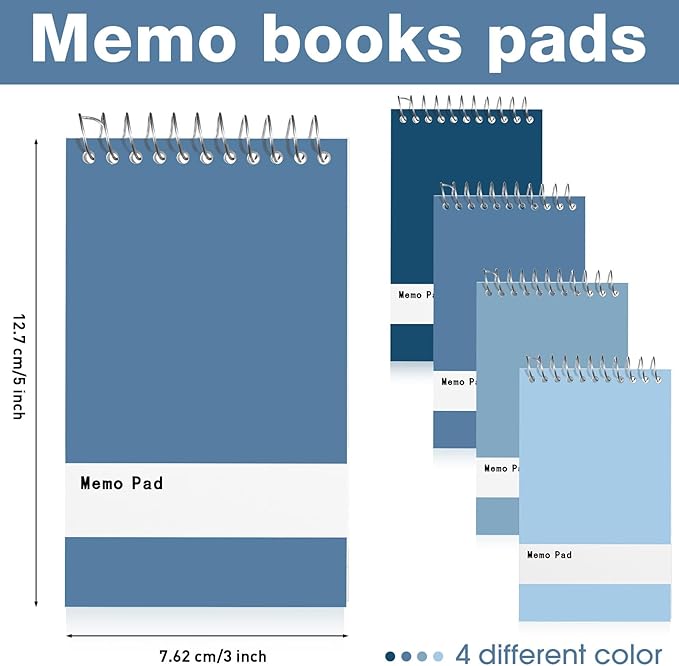 Thenshop 100 Pads Spiral Memo Pads Bulk 3 x 5 Inch Small Pocket Notepad Top Bound Lined 60 Sheets Mini Notebooks for School College Office Home Supplies (Fresh Colors)