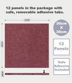 DECORITA Felt Wall Tiles | Large Cork Board Alternative | Aesthetic Felt Bulletin Board for Office, Home & Classroom | Large Cork Boards for Walls Pinboard (12-Pack) | Red Wine