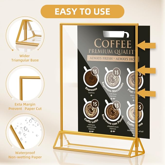 PPH-Sisy Acrylic Sign Holder 8.5x11 Clear Acrylic Frames Display Stand Double Sided Table Menu Holders for Wedding Table Numbers Restaurant Photos（8 pcs）