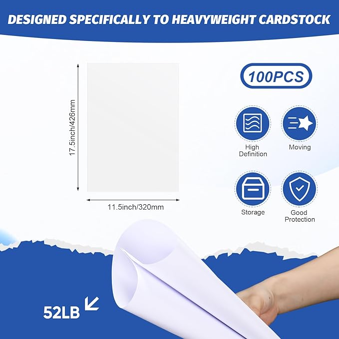 Gersoniel 100 Pcs Printer Paper 11 x 17 Inch Copy Paper 52 lb Glossy Paper Heavy Weight Cardstock Tabloid Paper Heavy Card Stock for Presentation Laser Back to School Office Supplies(White)