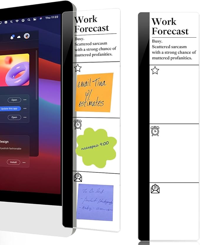 Computer Monitor Memo Board Work Forecast Logo Decor Monitor Message Board Sticky Notes Office Desk Accessories for Send Family Members Office Friends and Colleagues Gifts