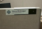 The Original Over the Cube - Quality Aluminum, Changeable Cubicle Nameplate Holder, Black Base, and Black Name Plate Holder, 8" x 2" (2.5" Cubicle Wall Depth) - Made in The USA
