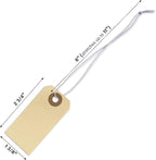 Manila Tags With Elastic String - #1, 2 3/4" x 1 3/8", Box of 250 Paper Labels With Reinforced Hole and Attached Loop, 250 Count