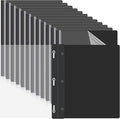 Teling 100 Pcs Plastic Report Covers with 3 Prong Fasteners 11.42 x 9.45 Inch Clear Front Report Covers Bulk Presentation Folders for School Document(Black)