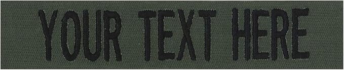Custom Uniform Name Tapes Solid Colors. Olive Drab Fabric, 5 Inch Hook Fastener (Uniform Ready Fastener)