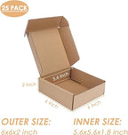 PHAREGE 6x6x2 inch Shipping Boxes Bulk 25 Pack Brown, Tab Lock Tuck Top Mailer Boxes for Packaging Small Business, Small Cardboard Gift Boxes for Wrapping Mailing Present
