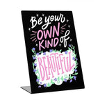 Liry Products Black Acrylic Tabletop Chalkboard Sign Liquid Chalk Markers Modern Desktop Display Board Freestanding Blackboard Wet Erase Menu Memo Wedding Party Events Buffet Restaurant Cafe Boutique