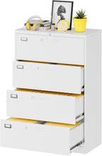 Fesbos Lateral File Cabinet with Lock, 4 Drawer Large Metal Filing Cabinet,Home Office Lockable Storage Cabinet for Hanging Files Letter/Legal/F4/A4 Size-Assembly Required