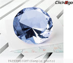 CLICK2GO 3” / 80 mm Light Blue Diamond Shaped Glass Crystal Paperweight – Home Office Decor & Wedding Favors Decoration with Gift Box