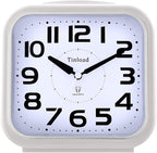 Tinload 5.5" Large Analog Alarm Clock Silent Non Ticking, Gentle Wake, Beep Sounds, Increasing Volume, Battery Operated Snooze and Manual Light, Easy Set,White (Best for Elder)