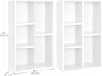 VASAGLE Set of 2 Bookcases, Bookshelves, 5 Compartments, Freestanding Shelves and Cube Organizers, Display Shelves for Small Spaces, for Living Room, Bedroom, and Home Office, Cloud White ULBC25WT-2