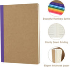 ZCZN Composition Notebooks Bulk, A5 Kraft Cover Lined Journals with Rainbow Spines for School, Business, Work and Daliy Use (24, 8 colors)