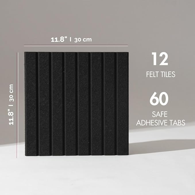 VIVELDA Large Bulletin Board 48"x36" - Office Wall Organizer to Replace your Old Cork Boards for Walls for Office Decor - 12-pack Felt Wall Panels for Use in Home Office Decor, Classroom Decor (Black)