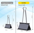 Ufmarine Jumbo Binder Clips 3 inch (18 Pcs), Extra Large Binder Clips Giant for Office Supplies