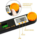Rainyb Digital Angle Finder Tool 7inch 0-360 degree LCD Digital Protractor with Horizontal Vertical Bubble Levels and Ruler Meter Accurate Tools for Carpenters,Woodworkers,Fabricators（7-Inch X 2Pcs）