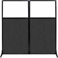 Versare Workstation Partition | Portable Wall Divider | Modern Office Cubicle | Free Standing Privacy Screen | Flexible Work Space | 66" x 70" W/Window, Black Fabric Panels