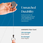 Will Well ID Badge Holder Reel with Clip and Keyring - Heavy-Duty All-Metal Casing with 24.4" UHMWPE Fiber Pull Cord for Easy Access, Holds up to 8 Keys - 2-Pack, Small Round, Glossy Black