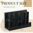 Vercraft Mail Organizer Holder Organizer Countertop Modern Wooden Black Letter Holder with Cutout Lettering Design Outgoing Mail Holders for Office Desktop Envelope and Document Storage Rack