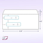 NextDayLabels #8 Double Window Check Envelopes - 100 Pack Ready-Seal Business Envelopes with Security Tint - Self-Sealing Envelopes with Window for Laser Printed Checks - Made in USA