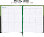 2026 Planner Calendar, 8"x10" : Includes 14 Months (November 2025 - December 2026) / 2026 Weekly Planner/Weekly Agenda/Monthly Calendar Organizer (Green/Black)