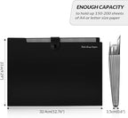 SKYDUE Expanding File Folders with Labels,8 Pockets Accordion File Organizer, Portable Document Paper Organizer, A4 Letter Size Filing Folder for Office, Pack of 4, Black