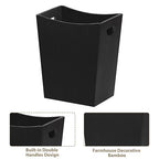 SEHERTIWY Wood Trash Can, Farmhouse Wastebasket Bin for Bathroom, Office, Bedroom, Living Room, Small Square Rustic Garbage Container (Wood-Black)