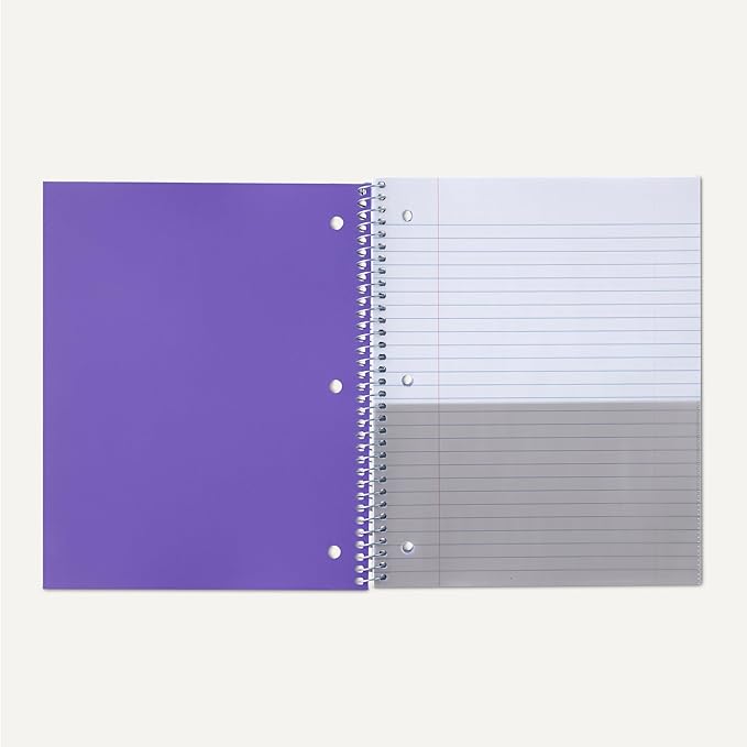 Amazon Basics Notebooks, Wide-Ruled Spiral Notebook with Poly Cover, For Work and School, 100 Sheets, 8" x 10.5", Radiant Orchid, 3-Pack