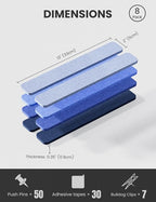 Fluxynara Cork Board Alternative Felt Strip Board 8-Pack 13"x2", Office Pin Board with 50 Push Pins, Adhesive Install for Bedroom Door & Home Office(Denim Mist)