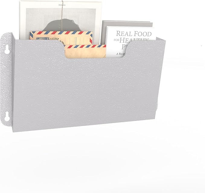 OSKIE DR POCKET RACK Wall-Mounted File Rack, Single Pocket, Metal Organizer for Letter-Sized Documents, Space-Saving Desktop Organizer, 14 x 2.5 x 7.5 inches (Graywhite)