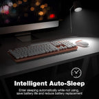 MOFII Wireless Keyboard and Mouse Combo, Computer Full Size 2.4G Plug and Play Wireless Typewriter Retro Round Keyboard and Mouse Set for Windows, Computer, Desktop, PC, Notebook - (Light Orange)