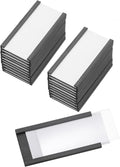 PATIKIL Magnetic Label Holder 2" x 1" with Paper Inserts, 25 Pcs C Channel Magnetic File Cabinet Labels Shelf Data Card Holder Signs for Metal Racks Shelves Whiteboard Tool Box