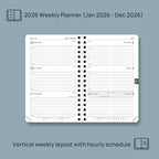 POPRUN Pocket 2026 Planner (Small Size- 4'' x 6.25'') Weekly and Monthly for Purse - Calendar 2026 (Jan. 2026 - Dec.2026) with Soft Cover, Plastic Ruler - Night Sky Blue