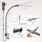 Hensam Desk Lamp for Office Home, 31.5" Desktop Lighting Bar with Gooseneck, Clip on Desk Light with Clamp, Bright Dimmable Table Lamp for Study, Work, Computer, Monitor, Reading