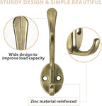 Homanu 14 Pack Coat Hooks Wall Mounted with 28 Screws, Heavy Duty Antique Brass Towel Hooks Metal Double Hooks, No Rust Retro Rustic Wall Hooks for Hanging Towel, Coat, Scarf, Bag, Hat, Cup, Key