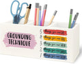 URLLUAE Mental Health Wooden Pen Pencil Holder for Classroom Therapy Counselor Office Desk Accessories, Grounding Technique Mental Health Makeup Brush Toothbrush Holder Organizer