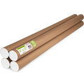 Paclord 4" x 72" Reinforced Kraft Paper Mailing Tube, Pack of 4 Tubes with 8 Caps – Secure USPS Approved Poster Tube – Cardboard Tube for Shipping and Storing Posters, Prints, Artwork, or Documents