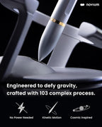 novium Hoverpen Interstellar - Luxury Pen Made With Aerospace Alloys, Unique Aesthetic, Free Spinning Executive Pen, Desk Decor (Starlight Silver, 18K-Gold)