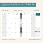 BEZEND 2 Year Monthly Planner 2025-2026 Medium Size 7" x 9" (Jan 2025 - Dec 2026) Spiral Calendar Book with Tabs, 120 GSM Thick Paper, Storage Pockets & Notes, PU Leather Softcover in Black