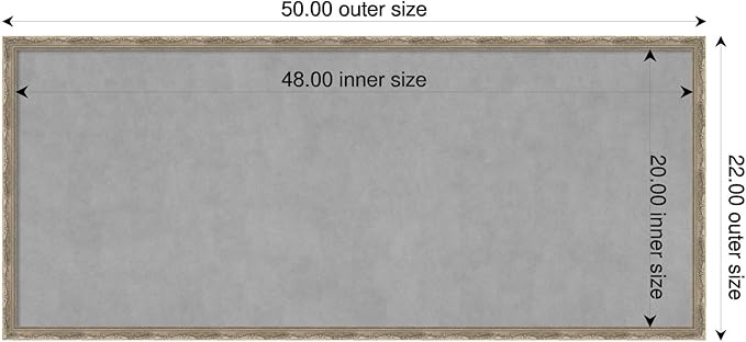 Amanti Art Silver Framed Magnetic Board 22x50 Oversize Vision Board for use with Magnets, 100% Metal Sheet to Display Items as Office Decor or for Home Organization in mudroom, Kitchen or Kids Room